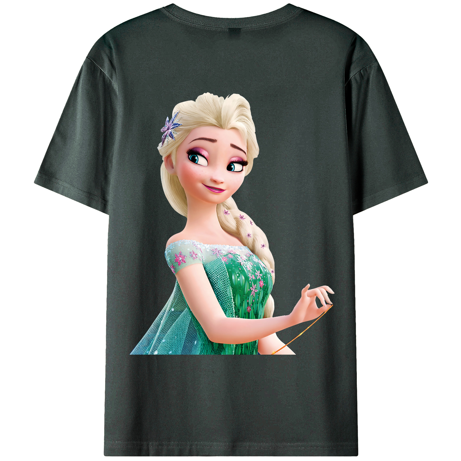 （画像用） アナと雪の女王 アンナ エルサ Frozen Anna Elsa 綿100％ メンズ半袖Tシャツ（バックプリント） 通気性